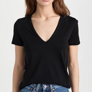 $98 Sz S Veronica Beard Jeans Black V-Neck Short Sleeve T-Shirt